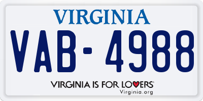 VA license plate VAB4988