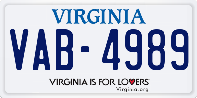 VA license plate VAB4989