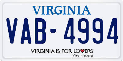 VA license plate VAB4994