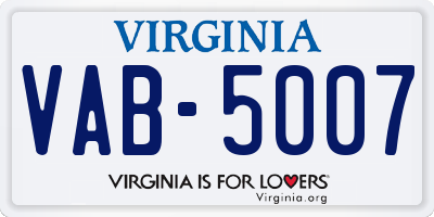 VA license plate VAB5007