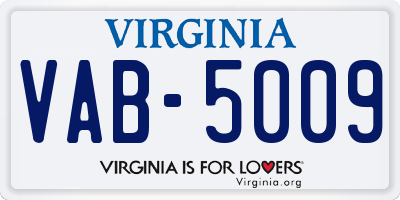 VA license plate VAB5009