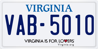 VA license plate VAB5010