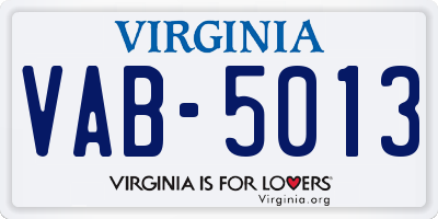 VA license plate VAB5013