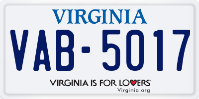 VA license plate VAB5017