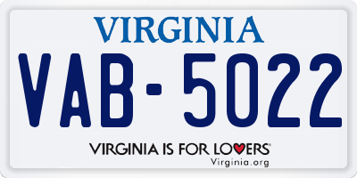 VA license plate VAB5022