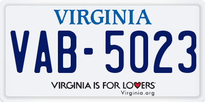 VA license plate VAB5023