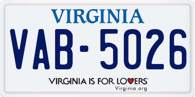 VA license plate VAB5026