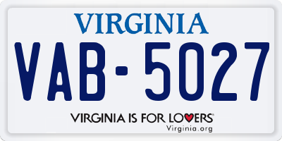 VA license plate VAB5027