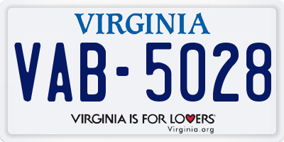 VA license plate VAB5028