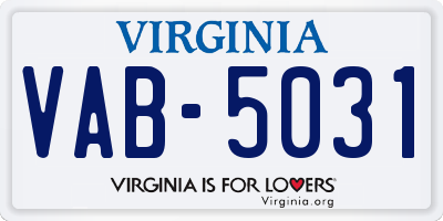 VA license plate VAB5031