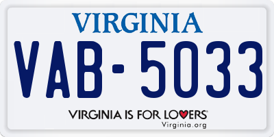 VA license plate VAB5033