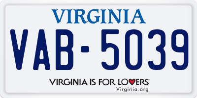 VA license plate VAB5039