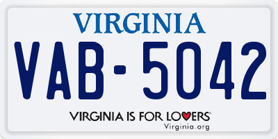 VA license plate VAB5042