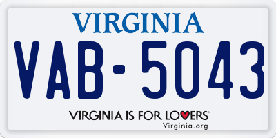 VA license plate VAB5043