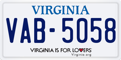 VA license plate VAB5058