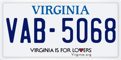 VA license plate VAB5068