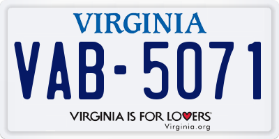 VA license plate VAB5071
