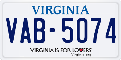 VA license plate VAB5074
