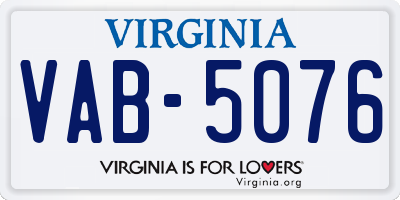 VA license plate VAB5076