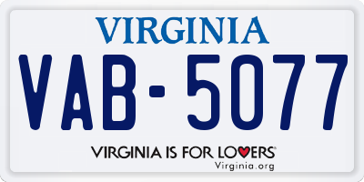 VA license plate VAB5077
