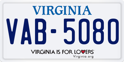 VA license plate VAB5080
