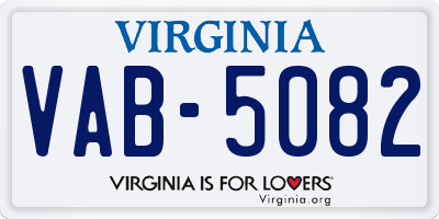 VA license plate VAB5082