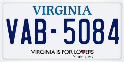 VA license plate VAB5084