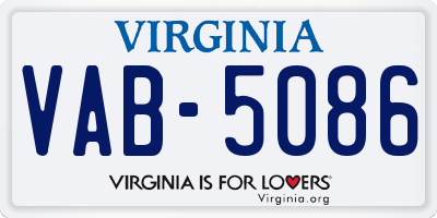 VA license plate VAB5086