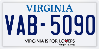 VA license plate VAB5090