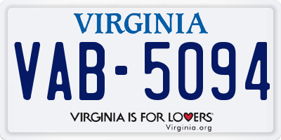 VA license plate VAB5094