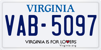 VA license plate VAB5097