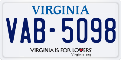 VA license plate VAB5098