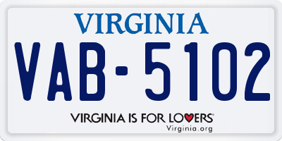 VA license plate VAB5102