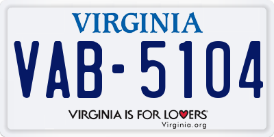 VA license plate VAB5104