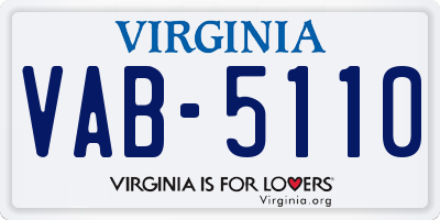 VA license plate VAB5110