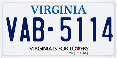 VA license plate VAB5114