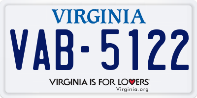 VA license plate VAB5122