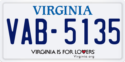 VA license plate VAB5135