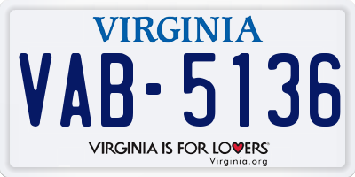 VA license plate VAB5136