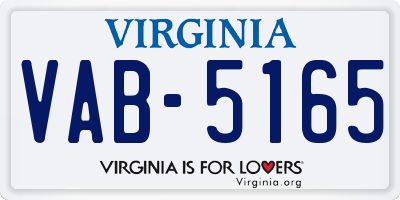 VA license plate VAB5165