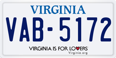 VA license plate VAB5172