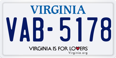 VA license plate VAB5178