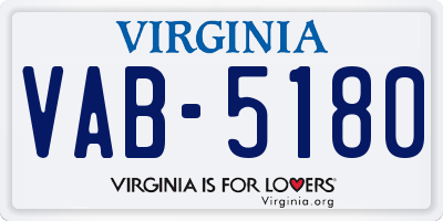 VA license plate VAB5180