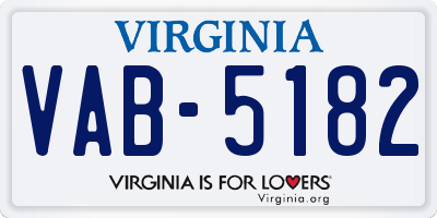 VA license plate VAB5182