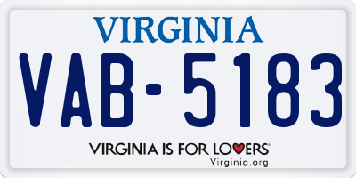 VA license plate VAB5183