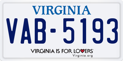 VA license plate VAB5193