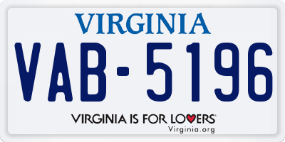 VA license plate VAB5196