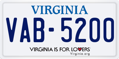 VA license plate VAB5200