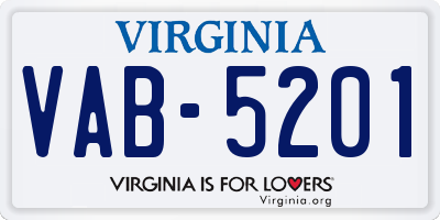 VA license plate VAB5201