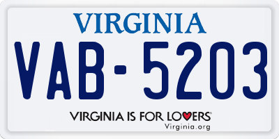 VA license plate VAB5203